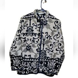 Flashback Vintage Tapestry Jacquard Jacket Tassel Buttons Womens Large Beige